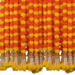 DIPTI HANDICRAFT 10 PCS Handmade Artificial Marigold Flower Mala Flower Mala Har Garland For Door Decoration Toran Genda Phool For Wedding/Festivals Flower With Bells