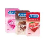 Durex Flavoured Extra Thin Bubblegum 10s - 1pc, Chocolate 10s - 1pc and Wild Strawberry 10s - 1pc
