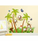 WOLPEP Multicolor Vinyl Tree with Monkey Family Wall Sticker