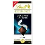 Lindt Excellence Coconut Intense Dark Chocolate, 100g, Free Silver Plated Coin and ChocoKick Eco Friendly Pen