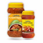 Quinn's Natural vinegar Free Homemade Punjabi Mango pickle 500 gm and Sweet lemon Pickle 250 gm