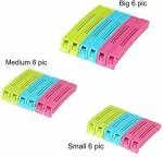 Fulkiza Bag Sealing Clips Large, Medium, Small Bpa Plastic Plastic Clips (Set Of 18, Multicolor)