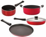 Nirlon BPA Free 4 Piece Kitchen Cookware Non-Stick Set with Steel Lid,FP12_SP(B)_FT11_CS22