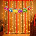 Zyozique Diwali Decorations for Indian Party - Shubh Deepawali Banner And Rice Light (Pack Of 2)