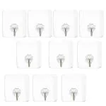 Agroha Waterproof Stick on Adhesive Stronger Plastic Wall Hooks Hangers for Hanging Robe, Coat, Towel, Keys, Bags, Lights, Calendars, Max Load 15 kg - Pack of 10, Transparent
