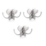 Quistal Butterfly Hook - 4 PIN Swivel Cloth Hanger Wall Hooks for Hanging Key, Clothes, Towel, Bag, Robe Hooks (Silver) (Pack of 3)