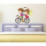 Customscart Large Self Adhesive Couple In Cycle Wall Sticker 57 cm