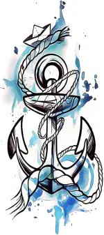 Ordershock Waterproof Ship Anchor with Water Texture Rope Temporary Body Tattoo