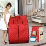 Kawachi Portable Home Steam Bath Panchkarma Swedan Machine With Folding Stool 31x32x43 cm Red
