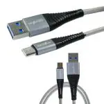 Cable Connector Electroline Durable USB to Type-C Fast Charging USB Data Cable with Fast Charging Feature and 1 Meter Charging Cable (GREY)