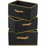 CRAFTY CRAFT Multipurpose Drawer Storage Organizer Rectangular Foldable Storage Box with Side Handle, Replacement Drawer Storage, and Cloth Organizer (Black, Pack of 3)