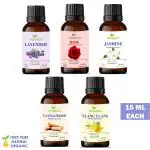 Homeda Aroma Diffuser Oil for Home Fragrance (Lavender, Rose, Jasmine, Sandalwood, Ylang Ylang Essential Oil), Aroma Oil, Defuser Humidifier Oil, 15ml Each - Set of 5