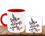 Whats Your Kick London is Always A Good Idea Quotes Printed Red Caremic Coffee Mug With Desky 325 ML