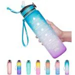 KIRMIT Premium 1000ml Unbreakable plastic Water Bottle with motivation marker for Men Women Kids | BPA free | Leak-Proof | Time marker |for Home Office Gym Fridge Travelling