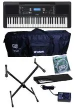 G & F Yamaha Psr-E373 Digital Touch Sensitive Portable 61-Keys Keyboard With Stand, Gig Bag, Dust Cover And Power Adapter