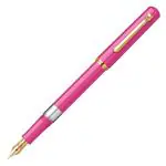 Scrikss 419 Piston Filling Fountain Ink Pen 23K Gold Plated Medium Nib Glossy Pink Piston Filler Inkpen With Screw Cap
