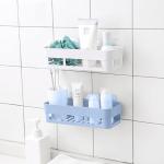 HOUSE OF VIPA Multipurpose Kitchen Bathroom Shelf Wall Holder Storage Rack Bathroom Organizer Rack Storage Box Strong Adhesive Sticker Shower Rack Shelf (2 Bathromm Shelves 1 White + 1 Blue)