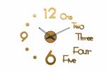 DIY Creative 3D Stickers Frameless Analogue Wall Clock for Living Room Bedroom Office (Golden)