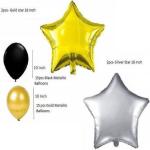 TRIXZOOM-Balloons-13 pcs Happy Birthday gold Foil set + 2 mini Pcs golden Star + 2 mini Pcs Silver Star + 15 pcs Golden balloon + 15 pcs black balloon( pack of 35