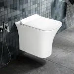 LAPO Commode for Toilet, Ceramic Rimless Commode Toilet, Western Toilet With Soft Closing Toilet Seat (White, 20X14X16 Inch)-LTN…