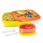 MILTON Fun Time Superman Cartoon Print Polypropylene Kids Tiffin Box, 525 ml, with Inner Container, 100 ml, Spoon and Fork, Orange | Food Grade | Easy to Carry | Easy to Clean | BPA Free