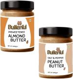 Butterful Unsweetened Almond Butter And Salt And Pepper Peanut Butter 400 g (Pack of 2)
