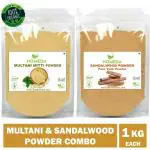 Homeda Multani Mitti and Sandalwood Powder (1kg each - 2kg) for Face Pack, Skin | Fullers Earth, Chandan