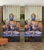 Dc Decastle Gautam Buddha Digital Printed 152 cm (5 ft) Polyester Room Darkening Window Curtain (Pack Of 2) (3D Printed, Gautam Buddha Multicolor)
