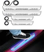 FABTEC Car Door Foot Step Sill Plate with Mirror Finish LED Car Sill Plate Compatible with Toyota Hyryder Car (Set of 4 PCS, Blue)