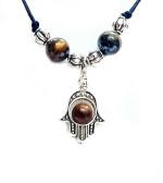 Astroghar Hamsa Hand God Hand Fatima Hand Tiger Eye Metal Pendant For Men And Women