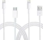 Mak White Copper 1.2 M Lightning Cable For Fast Charging 1 Type C Plus 1 Usb Cable Compatible With Iphone, Ipad, Ipod And More (Pack Of 2)