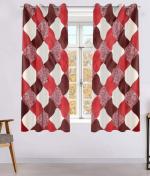 HOMETALES Maroon Polyester Geometric Window Curtain Pack of 2
