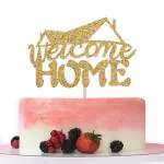 Festiko Gold Glitter Welcome Home Cake Topper, Welcome Back, Retirement, Housewarming Party Decoration Supplies