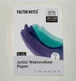 FACTOR NOTES White 30 Percentage Cotton 300 GSM A3 Cold Pressed Acid Free Watercolour Sheet