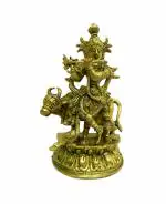 Decorative statue of Krishna With Cow collectible handicraft art by BHARAT HAAT