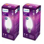 PHILIPS 4-watt Filament Candle LED Bulb | Diffused Candle Bulb For Home & Decoration | Bulb Base: E14, Cool White | Pack of 2