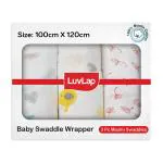 Luvlap White Cotton Muslin Baby Swaddles Set (0-18 M) Pack Of 3