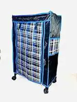 Bluevista Shoe Rack Stand White Cover Wheel with Zipper Cover 2 Zip Chain in Front (4-shelf)