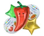 JAGMAG Red Chilli Balloon Chili Pepper Vegetable Foil for Party Plastic Aluminium Birthday Decorations (5 x 5 x 2 cm) (Pack of 5)