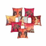 SEJ by Nisha Gupta Cushion Covers 16 Inch x 16 Inch Set of 8 | Printed Cushions for Sofa | HD Digital Print Silk | Decorative Cushion Pillow | Square Pillow Covers for Sofa Living Room | Multicolor