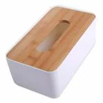 SHG ENTERPRISE Rectangular Shape Wooden Cover Plastic Tissue Box Holder | Paper Napkin Holder Case | Tissue Holder Dispenser Organizer for Car Decor Home Room Hotel