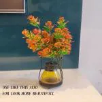 Saf 7 Head'S Orange Artificial Flowers For Home Decoration| Without Pot| Orange, 36 Cm, Pack Of 1