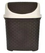Kuber Industries Brown Stainless Steel and Plastic Dustbin with Swing Lid 7 L