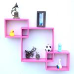 webshoppee MDF Wall Decoration Intersecting Floating Shelves MDF (Medium Density Fiber) Wall Shelf (Number of Shelves - 3, Pink)