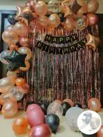 Party Midlinkerz 1st 18th 21st 25th 50th 60th 30th Rubber Rose Gold Birthday Black Banner and Confetti Balloon with Decoration Kit (68 Pcs)