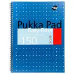 Pukka Pad A4 Size Single Lined Ruled Notebook 150 Pages Perforated Pages Wirebounded Blue Card Cover 4 Hole Punched Metallic Easy Writer Series