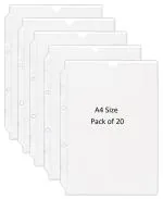 Shining Zon PVC Margin Punch Folder File Plastic Sheet Thick Sleeves Folder File for A4 Size Document Certificate with 2 Punch Holes & Tab Cut Transparent (Pack of 20)