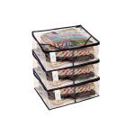 HomeStrap set of 3 Transparent Saree Covers / Clothes Storage Bag / Wardrobe Organizer With Designer Border and Zip for Lehenga, Suit, Dress,& Accessories (Blue)( Shark Tank Product )