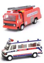 Kidsaholic Plastic Ambulance Toy & fire Truck Car for Kids