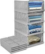 RYLAN Plastic Clothes Storage Box, Grey (Pack of 5) 8x5x4 Centimeters